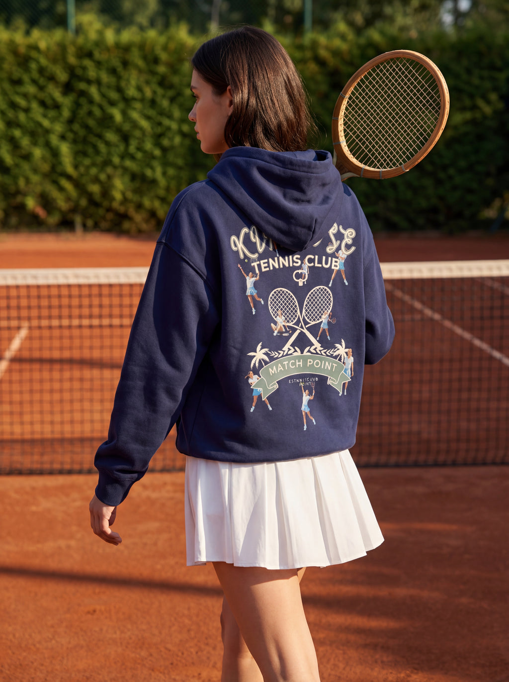 Oversize Match Point Hoodie - Navy